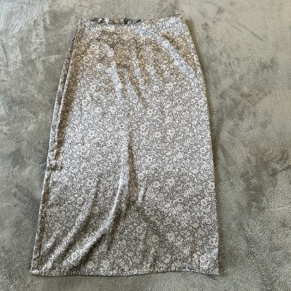 Vintage Old Navy Satin Maxi Skirt Silver Women's 12 Large 90s Y2K Grunge Fairy